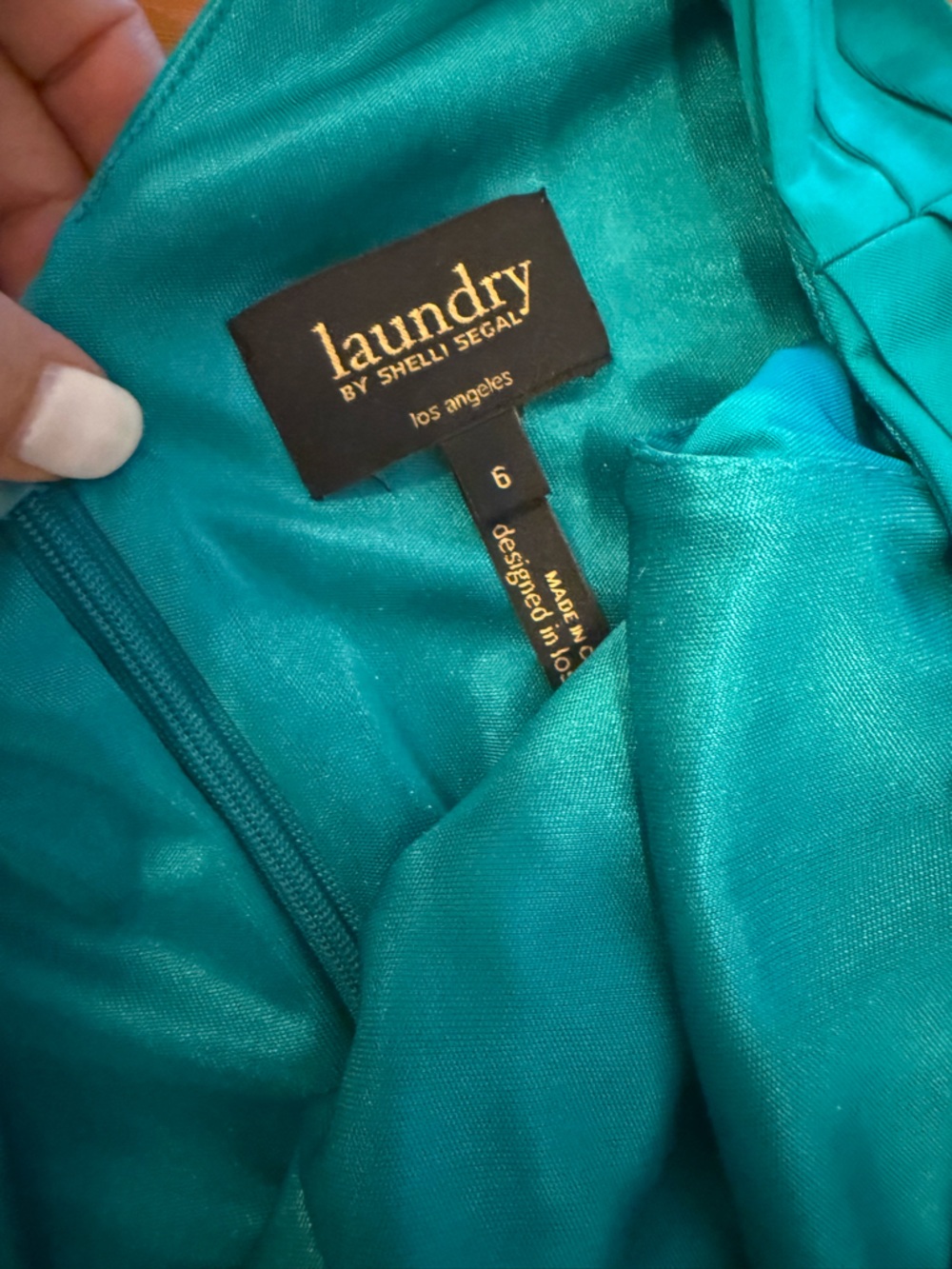 Laundry By Shelli Segal Teal One-Shoulder Evening Gown - Picture 4 of 4